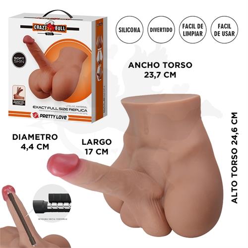 Semi torso con pene realista vertebrado Soft Skin